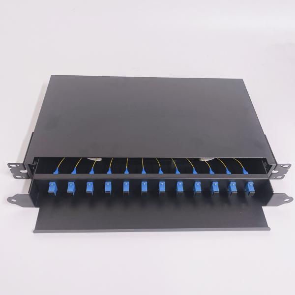 12 Ports 19 Inch Rack Mount Fiber Optic Patch Panel with Drawer Sliding