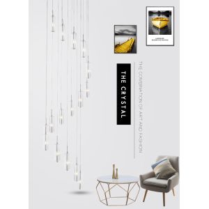 LED Pendant Light Staircase Crystal Chandelier Hanging Lamp Spirl hanging
