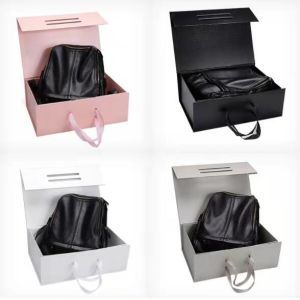 297x224x107mm Shoe Packaging Boxes Foldable Cardboard Boxes With Ribbon Handle