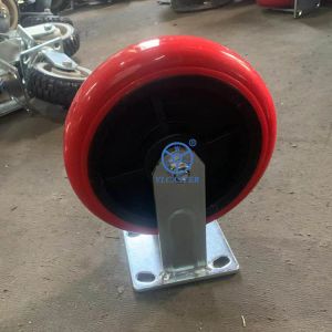 China Red  Heavy Duty Casters 837lbs Load Capacity Ball Bearing Iron Wheel Center Zinc Painted on sale