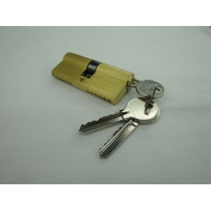 70mm(35*35) Euro Profile Double Brass Cylinder Lock with 3 brass normal keys Brass brushed surface finish