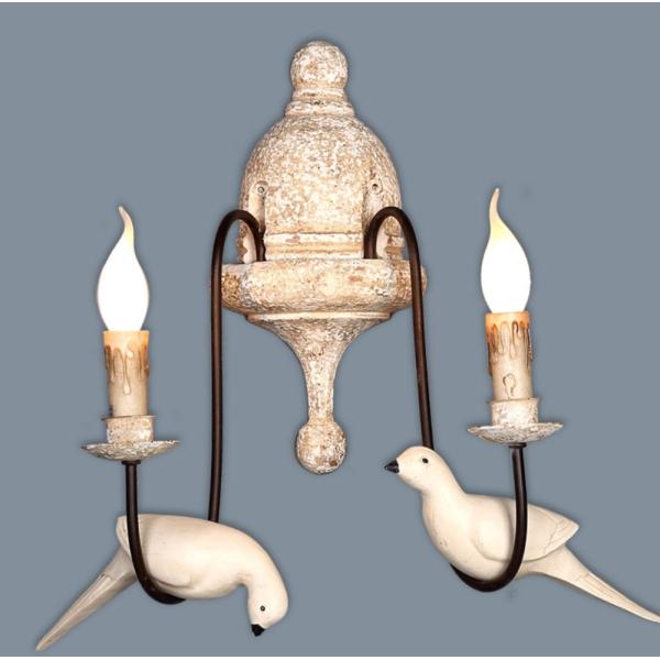 Retro bird wall lamp french vintage white wood wall sconce rustic wall lamp （WH
