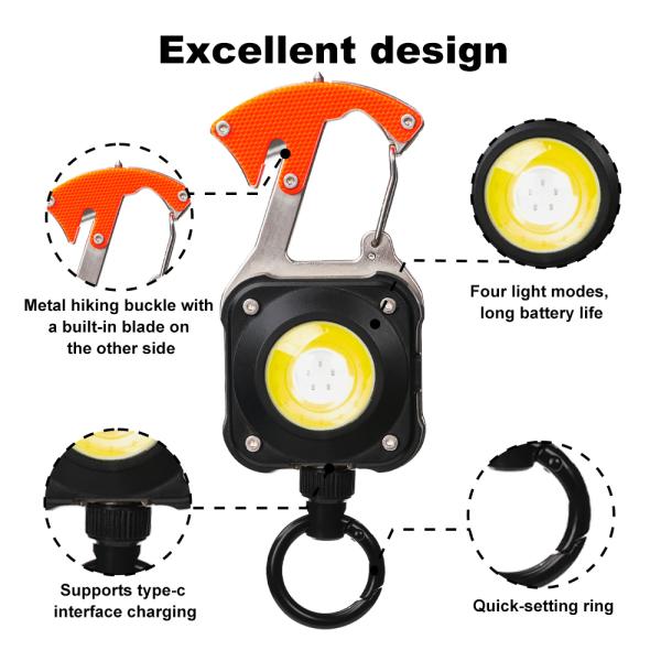 Deyi Badge Reel Retractable Keychain With Belt Clip Heavy Duty 360° Swivel Carabiner Key Chains Impact Resistance ID