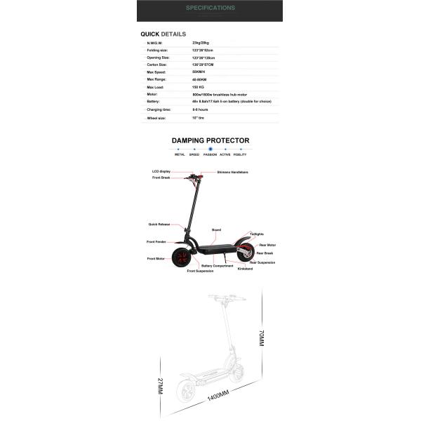 EcoRider E4-9 10 inch Dual Motor 700w Foldable Electric Scooter With Dual Motor And Double Battery