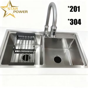 Customised Matte Brushed Handmade Stainless Steel Kitchen Sink with Single or Double Basin