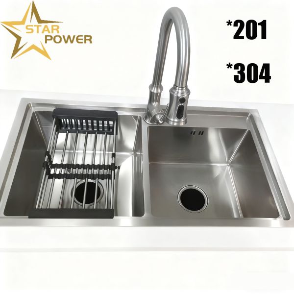 Quality Customised Matte Brushed Handmade Stainless Steel Kitchen Sink with Single or Double Basin wholesale