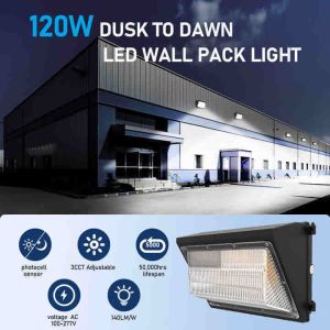 40W-120W Dimmable LED Wall Pack Light with Motion Sensor IP65