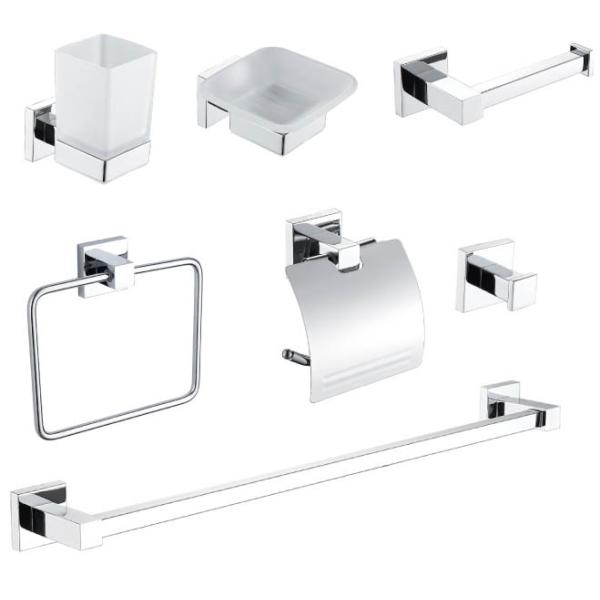 Quality PVD Gold Chrome Bathroom Hardware Sets 7 Piece Towel Rack Sets wholesale