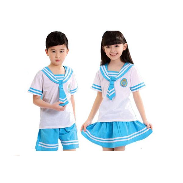 Lapel Collar School Student Uniform Blue Stitching White Highlighting Innocence