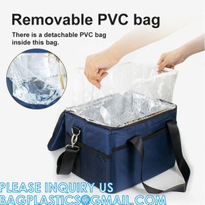 Insulated Food Delivery Bag with Support Frame and Plastic Bottom Plate,Grocery