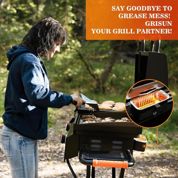 Grill Grease Collection Pan for Flat Top Grill Neatening/Storage Accessory Bundle