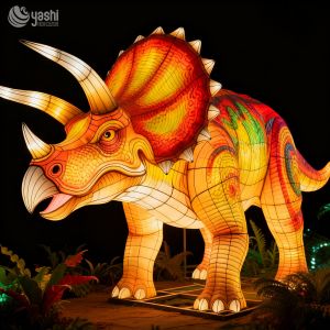 China Triceratops Dinosaur Lantern - Waterproof Outdoor Silk Lantern - Realistic Dinosaur Sculpture Lantern on sale