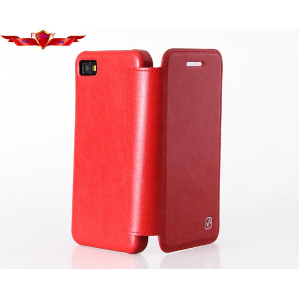 New Blackberry Z10 Flip Cases PU Material Accurate Holes High Quality