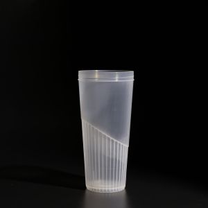 Cheap Customized Logo Design Clear Disposable PP Juice Cup With Flat Lid for sale