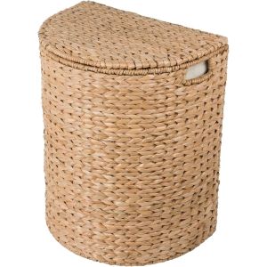 Wicker Waste Basket - Water Hyacinth Bathroom Garbage Can With A Lid - Bathroom