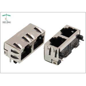 8P8C 1 x 2 Ports RJ45 Female Connector Through Hole Mount Shielded With EMI