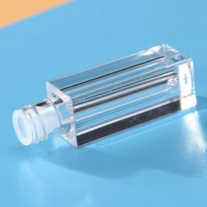 Plastic Lip Gloss Tube 1.2ML Square Empty Packaging Black Brush Cap With Clear