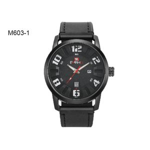 Analog Display Date Men's Quartz Watch Casual Waterproof Leather Strap M603