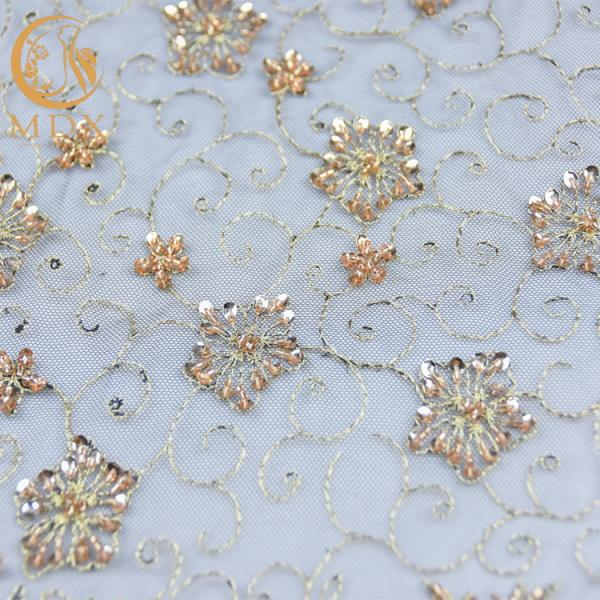 Nigerian Sparkling Sequin Lace Fabric Handmade Sewing Embroidered