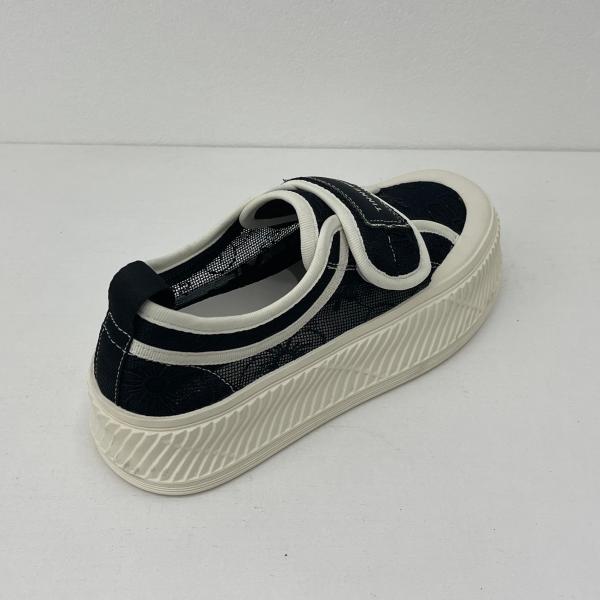 Quality OEM Black Canvas Trainers Womens Rubber Outsole Wide Fit Canvas Trainers wholesale