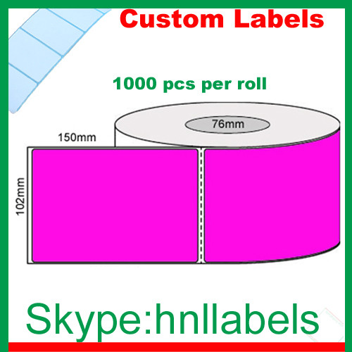 Thermal Transfer Labels 102mmX150mm/1 Fluro Pink roll Perm, Perf, 1,000Lpr 76mm