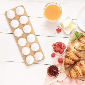 Home Kitchen Bamboo Egg Protection Safe Storage Rack Countertop Fridge Storage