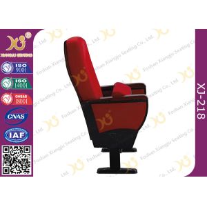 Solid Rubber Wood Armrest Audience Seating Chairs Fire Retardant Fabric