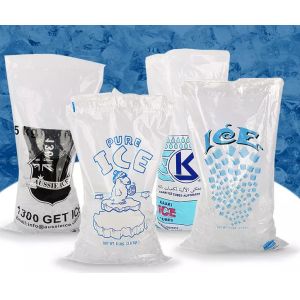 China Recycle Poly Plastic Ice Bags Drawstring LDPE Wicket Bag Ice Delivery on sale