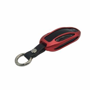 Cheap topfit Premium Aluminum Metal Car Key Case Shell Cover with Key Chain for Tesla (Red, Model X) for sale