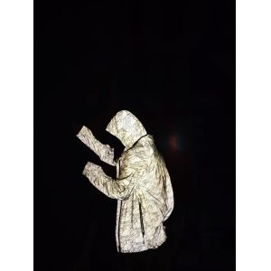 Silver Luminous Strong Reflective Stretch Fabric High Vis Jacket Material