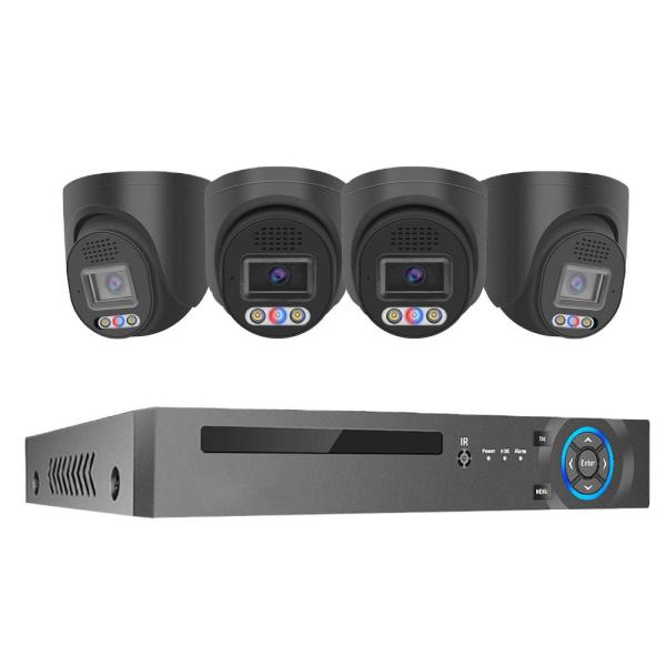 4K 4 Channel 8MP Red and Blue Light Alarm Outdoor Home PoE NVR Kit Cctv Ip