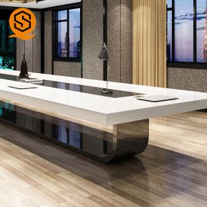 Solid Surface Long Conference Room Table with 100% Repairable