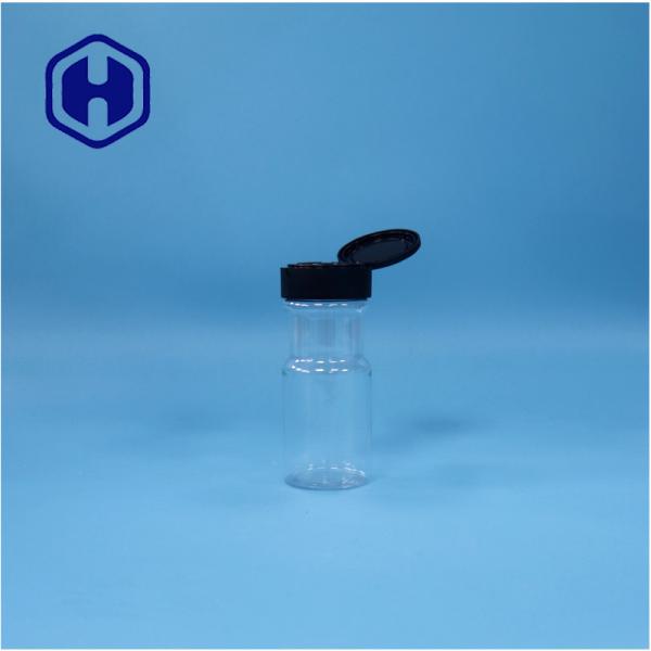 Quality Transparent Plastic Spice Salt Black Pepper Powder Basil PET Jar Flip Top Cap wholesale