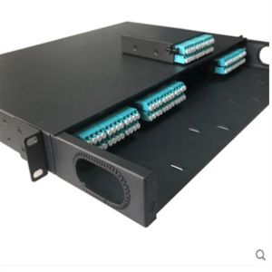 Black 1U 96 Port MPOFiber Patch Panel High Density Lightweight Silk Screen LOGO