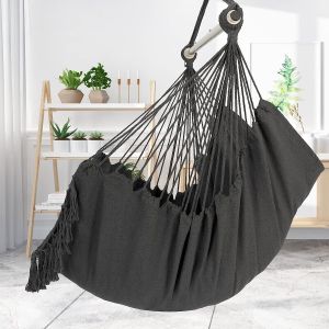 Hammock Chair Hanging Rope Swing - Max 500 Lbs - 2 Cushions Included - Steel