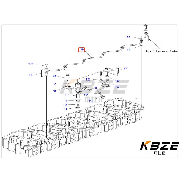 6156-71-5340 6156715340 KOMATSU EXCAVATOR PC400-7 PC450-7 NOZZLE RETURN PIPE FOR S6D125-3 ENGINE