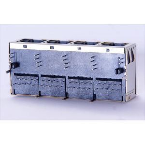 Cheap 1 x 4 Port Right Angle Multi Port With 10 / 100 / 1000 BASE Magnetics RJ4035-06A for sale