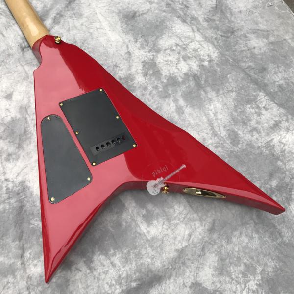 Custom Electric Guitar in Red New Double Shake Printed Bird's Eye Gold Hardware Customizable Logo