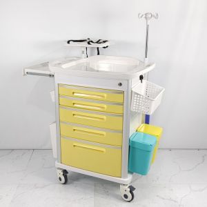 5 Drawers Trauma Cart With Ergonomic Handles , Hospital Emergency Trolley