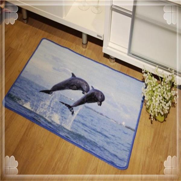 Wholesale cute print cartoon fish nylon material floor rug