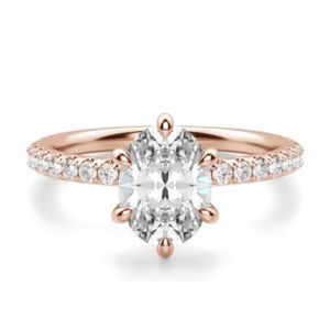 China Prong Set Type 9k Silver Ring Rose Gold Material With 1.5carat 6×8mm Stone on sale