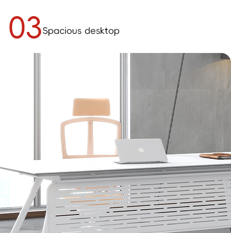 Modern Office Furniture Executive Desk with Metal Feet in Snow White support customization
