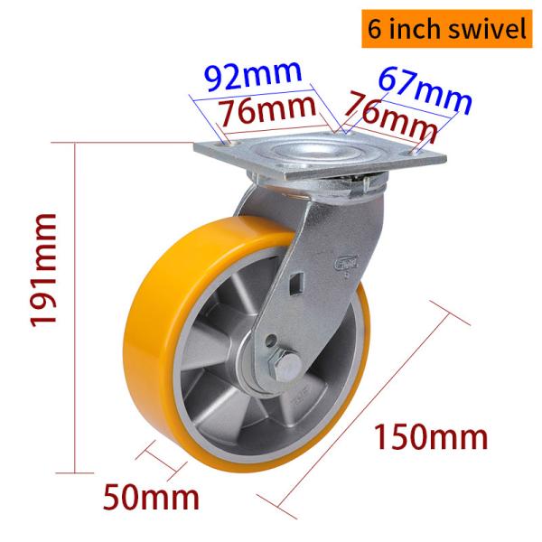 Heavy Duty Castors 150mm 6 Inch Swivel Caster With Brake 736-86A