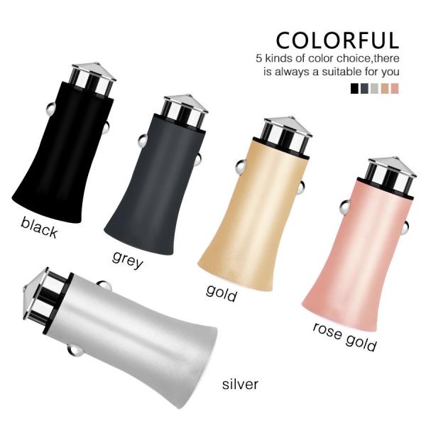 3.1A New Aluminium Alloy Dual USB Car Charger for iPhone iPad iPod Camera Car Charger