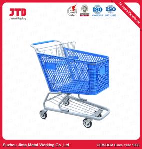 Cheap 100L Heavy Duty Shopping Trolley Chrome Plated Blue Grocery Cart for sale