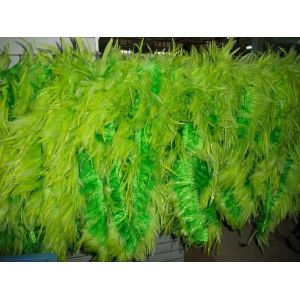 Two Tones Colour Hackle Feather Trim With Satin Ribbon 4-6inch 1 Yard Length