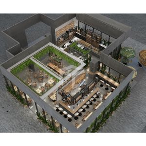 China ODM Coffee Shop Display 20mm MDF Spray Painted With Metal Halide on sale