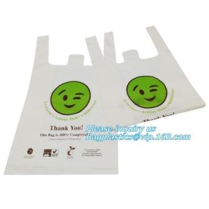 Singlet Vest Carrier Plastic Biodegradable Shopping Bag With EN13432 Certificate