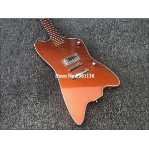 High quality electric guitar with Metallic orange gold dust paint on all parts