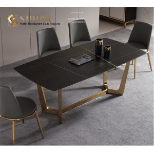 Black Marble Dining Table Set 75cm height